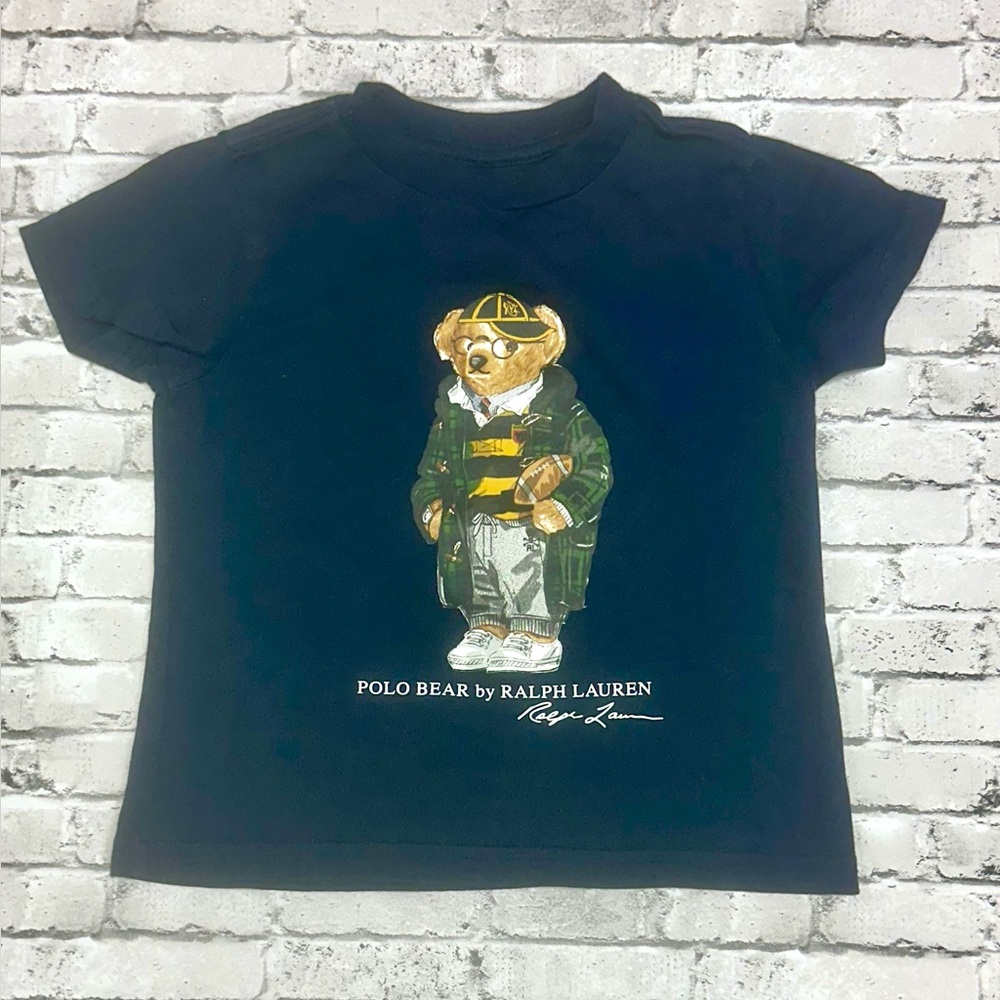 Polo Ralph Lauren Polo Bear Graphic Tee Navy Toddler 2T Tee Shirt Logo Football